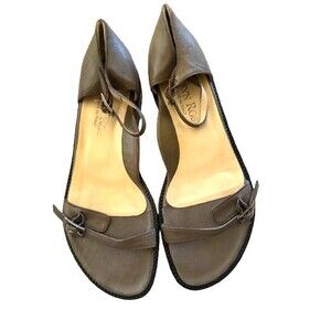 NWOT Taryn Rose Italy Dark Gray Leather Flat Strapp  Shoes Size 9.5 M